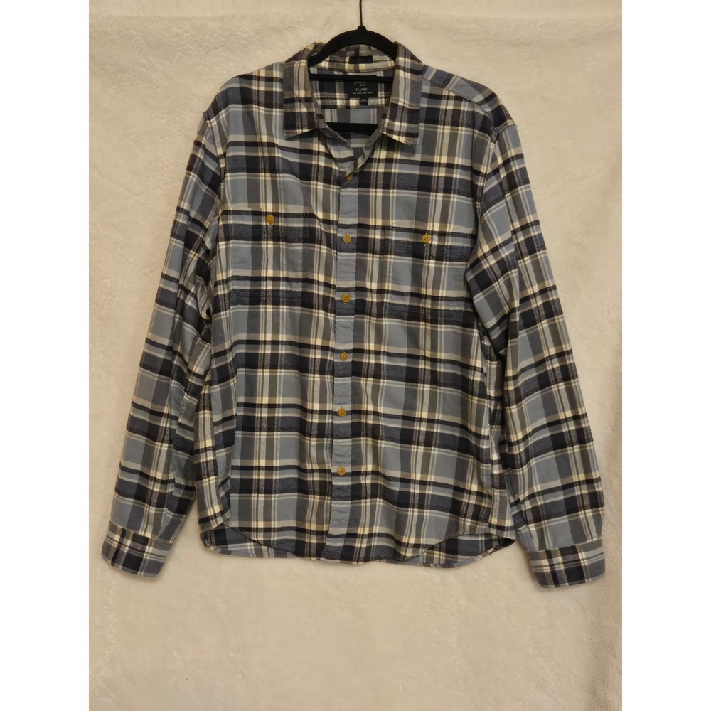 J Crew Slim Fit Plaid Flannel Shirt Mens XL Blue/Gray Cotton Button Down